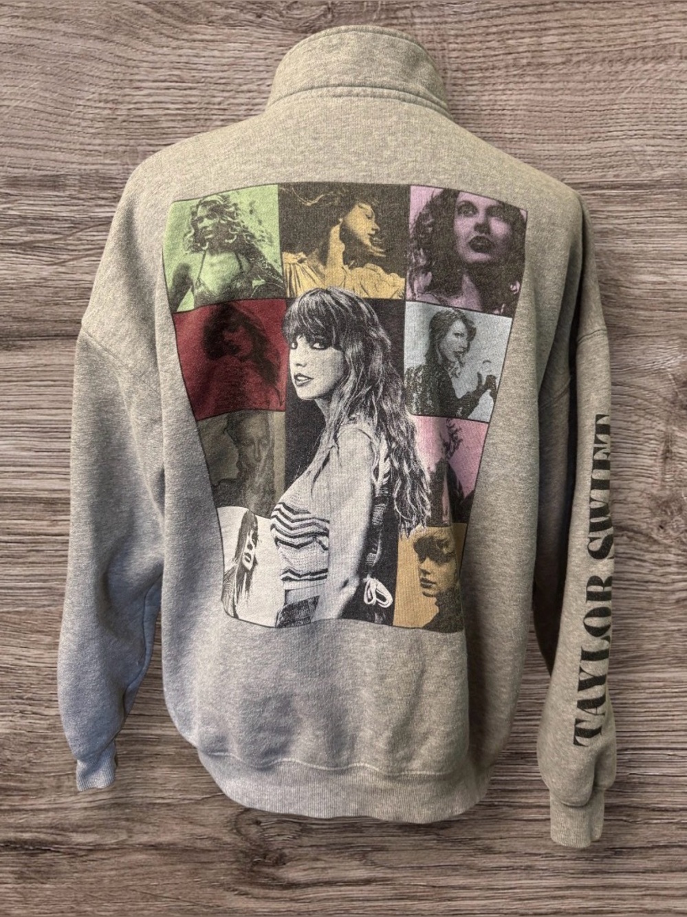 official Taylor Swift The Eras Tour heather grey quarter-zip pullover sweatshirt